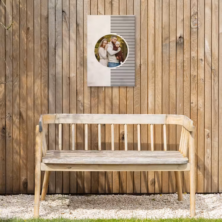 Gepersonaliseerd buiten canvas - Ronde foto met modern lijnpatroon — 3