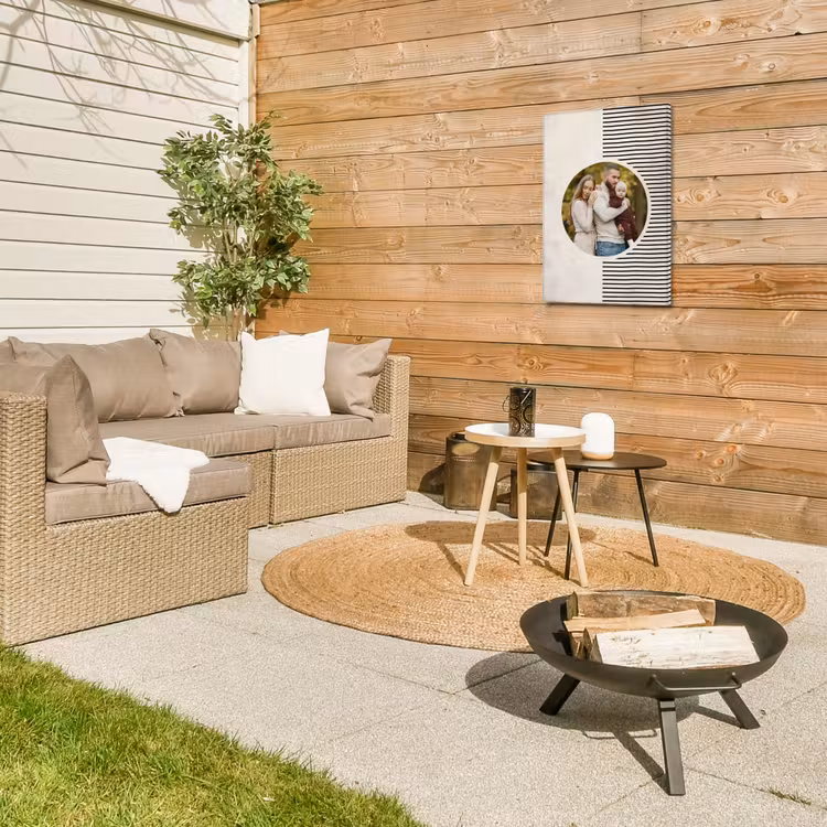 Gepersonaliseerd buiten canvas - Ronde foto met modern lijnpatroon — 5
