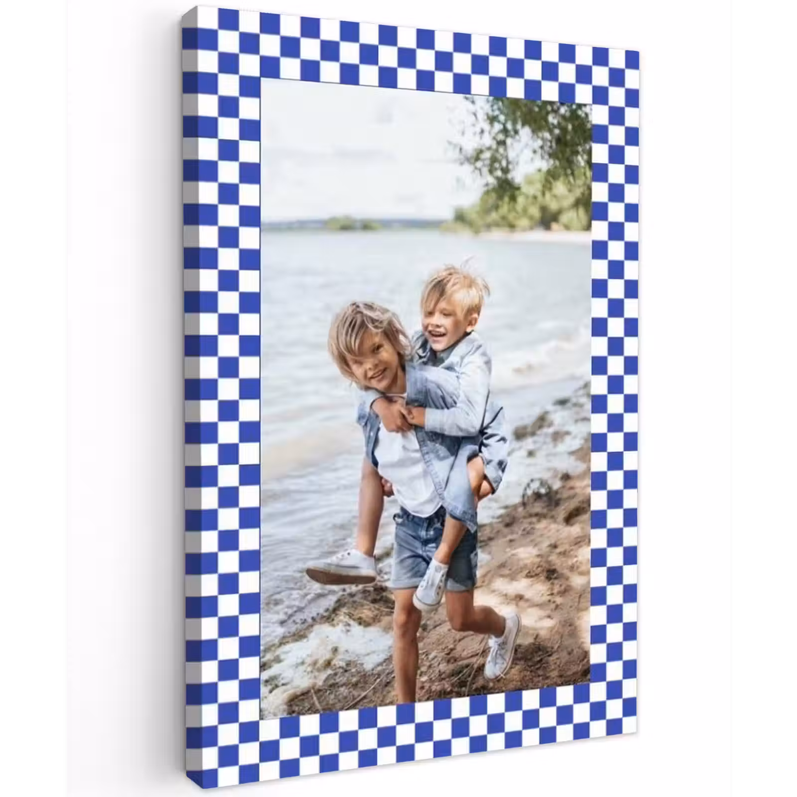 Gepersonaliseerd buiten canvas - Geruite border — 1