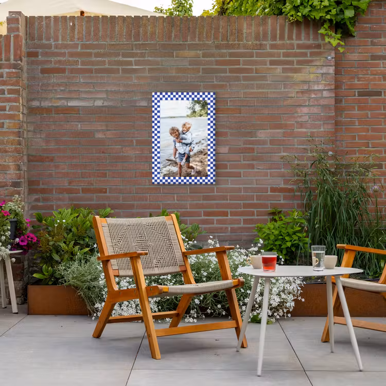 Gepersonaliseerd buiten canvas - Geruite border — 2