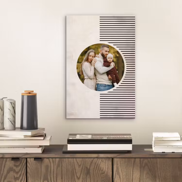 Aluminium schilderij - Ronde foto met modern lijnpatroon — 2