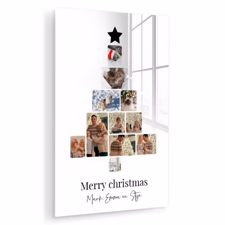 Gepersonaliseerd glas schilderij - Merry Christmas - Collage — 1