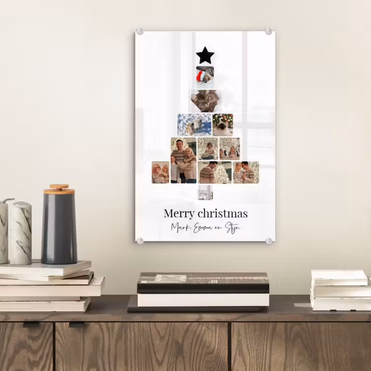 Gepersonaliseerd glas schilderij - Merry Christmas - Collage — 2