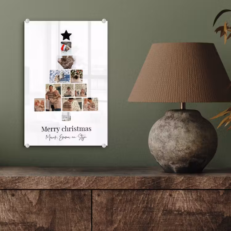 Gepersonaliseerd glas schilderij - Merry Christmas - Collage — 4