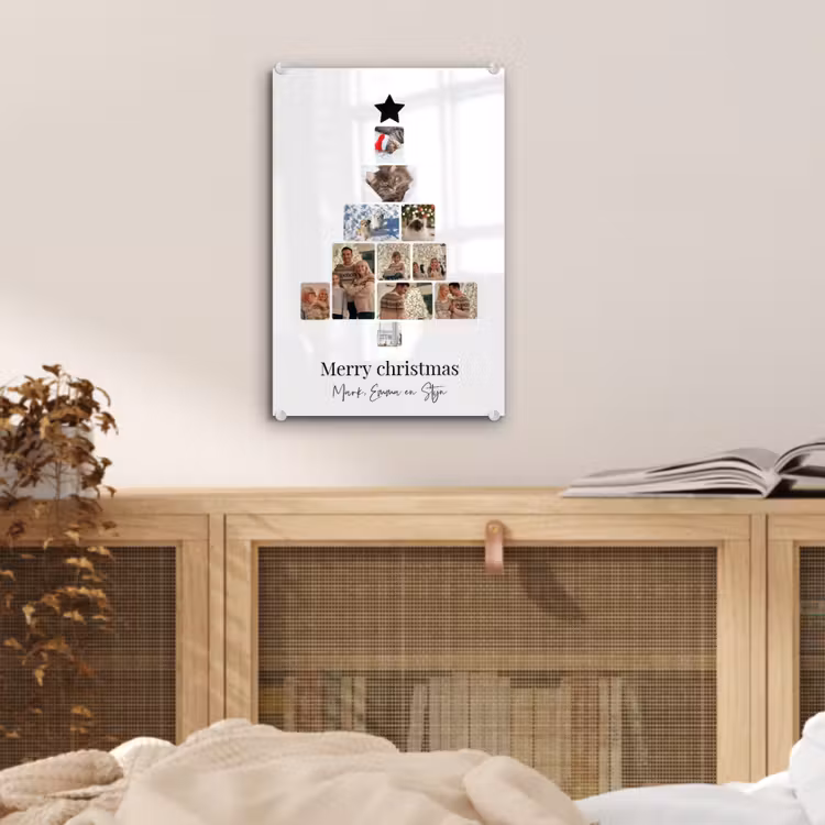Gepersonaliseerd glas schilderij - Merry Christmas - Collage — 5