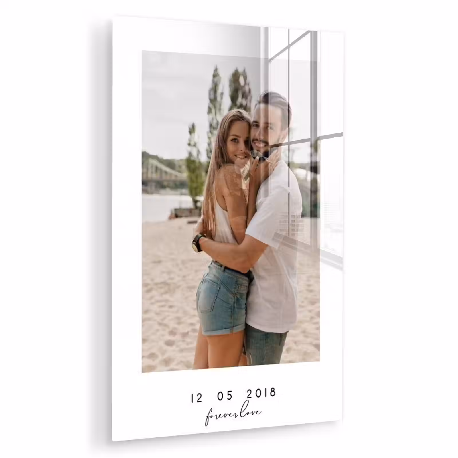 Gepersonaliseerd glas schilderij - Forever Love - Witte Border — 1