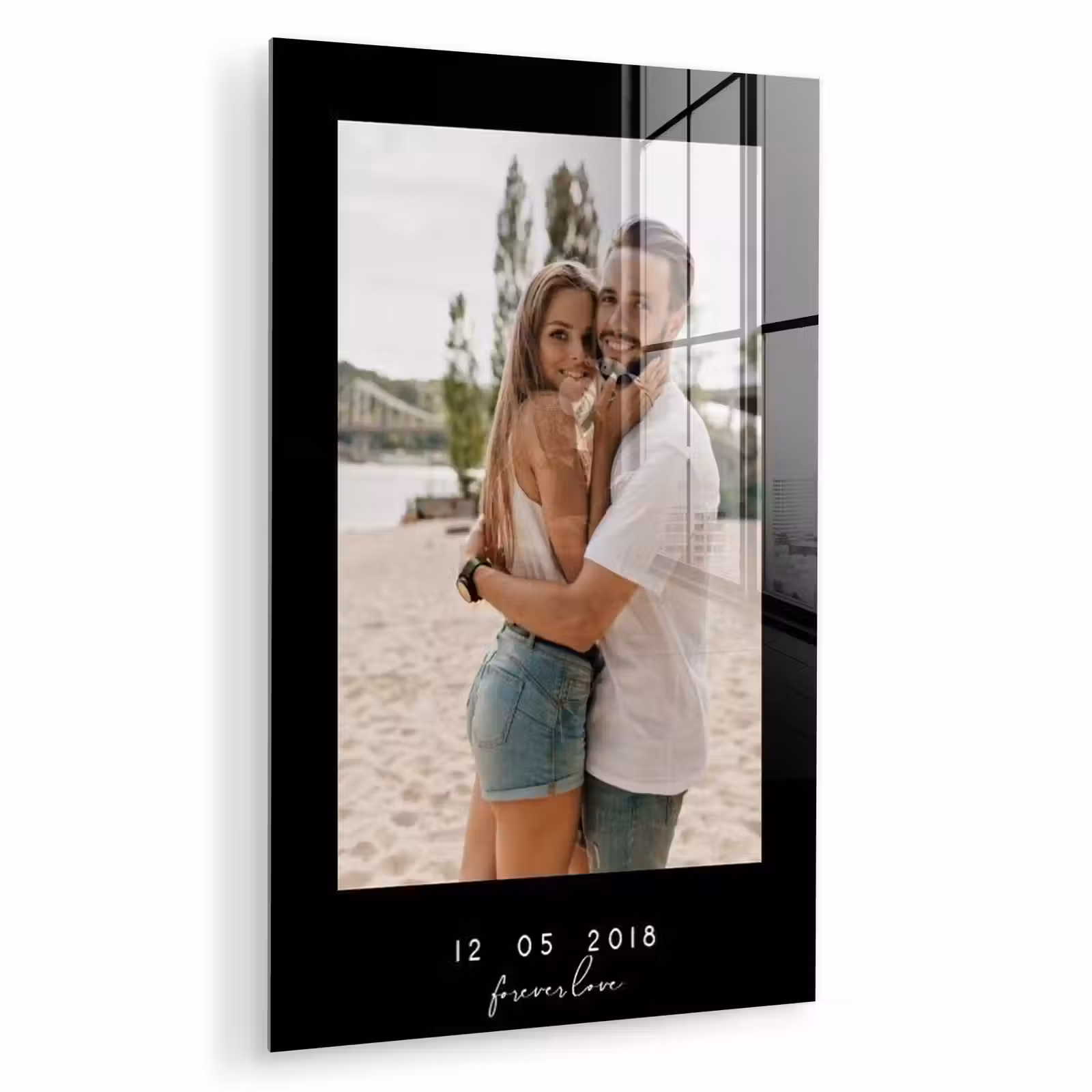 Gepersonaliseerd glas schilderij - Forever Love - Zwarte Border — 1