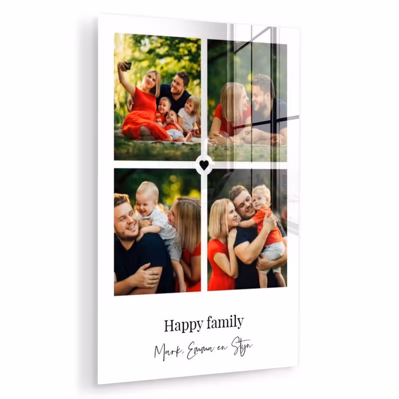 Gepersonaliseerd glas schilderij - Happy Family - Collage - 4 Foto's — 1