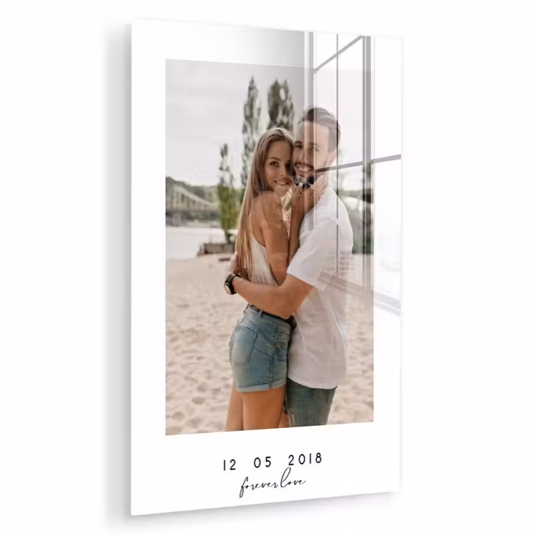 Gepersonaliseerd glas schilderij - Forever Love - Witte Border — 1