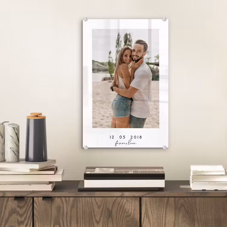 Gepersonaliseerd glas schilderij - Forever Love - Witte Border — 2
