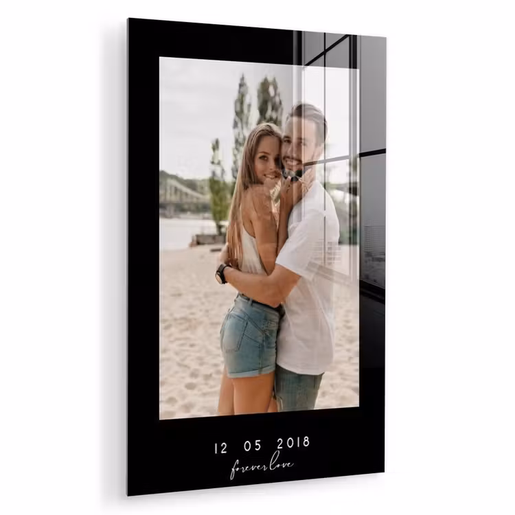 Gepersonaliseerd glas schilderij - Forever Love - Zwarte Border — 1