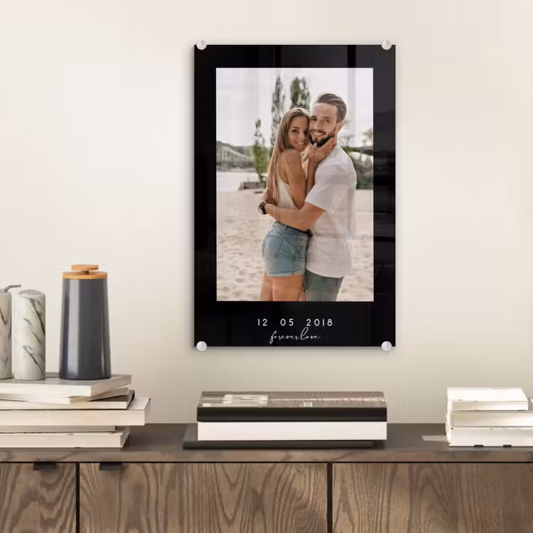 Gepersonaliseerd glas schilderij - Forever Love - Zwarte Border — 2