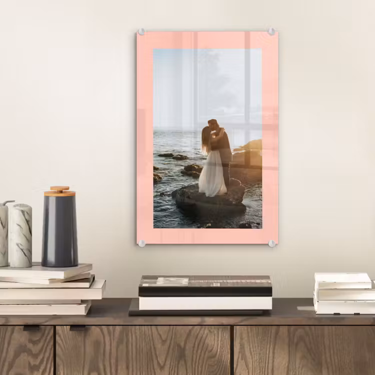 Gepersonaliseerd glas schilderij - Foto met roze border — 2
