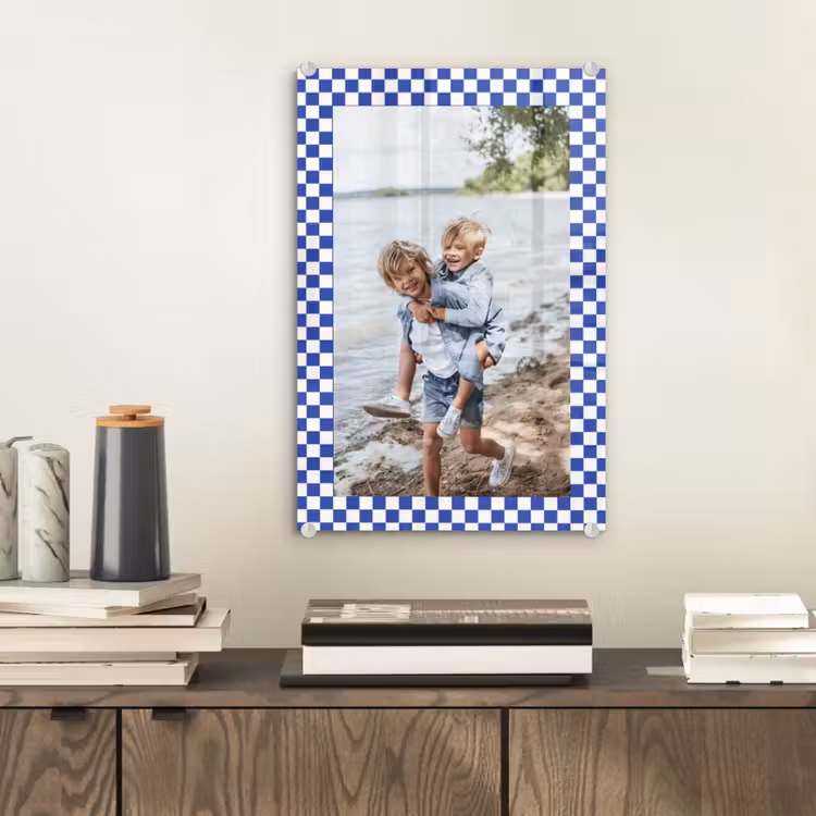 Gepersonaliseerd glas schilderij - Geruite border — 2