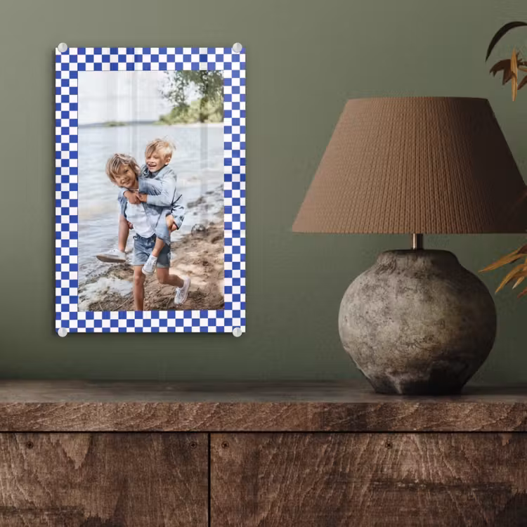 Gepersonaliseerd glas schilderij - Geruite border — 4