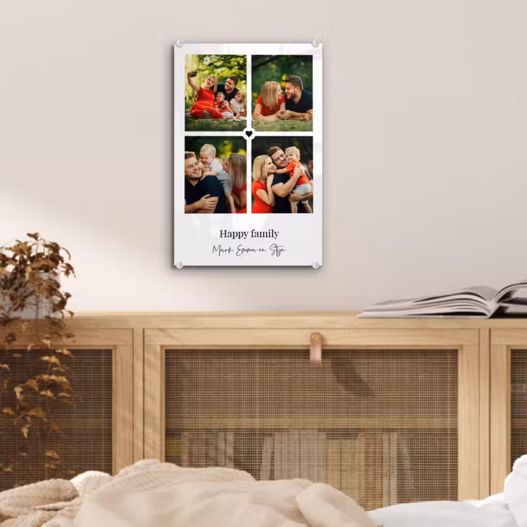 Gepersonaliseerd glas schilderij - Happy Family - Collage - 4 Foto's — 5