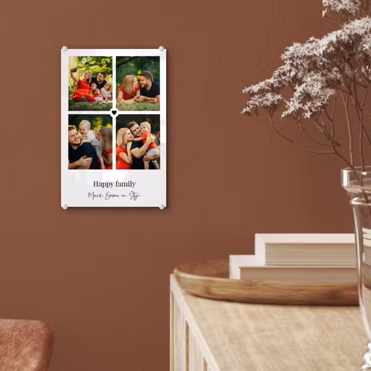 Gepersonaliseerd glas schilderij - Happy Family - Collage - 4 Foto's — 6