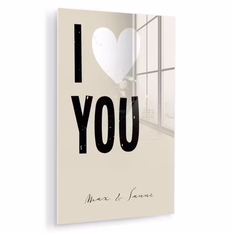 Gepersonaliseerd glas schilderij - I Love You — 1