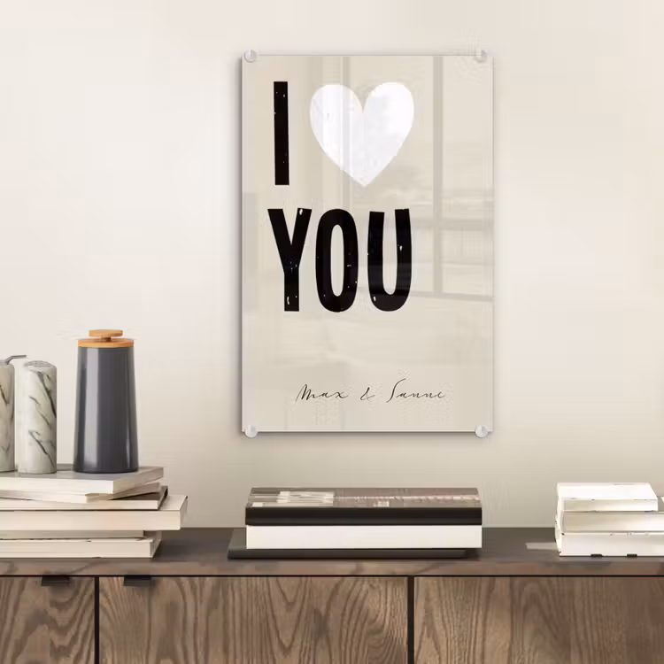 Gepersonaliseerd glas schilderij - I Love You — 2