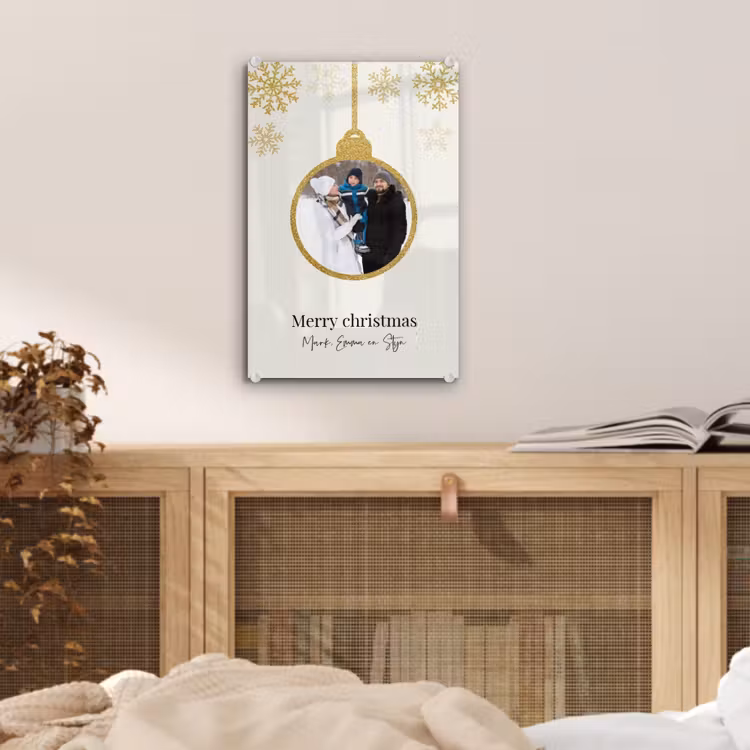 Gepersonaliseerd glas schilderij - Kerstbal - Merry Christmas - Kerst — 5