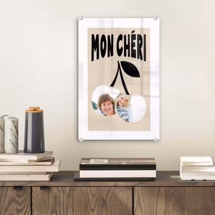 Gepersonaliseerd glas schilderij - Mon Chéri — 2
