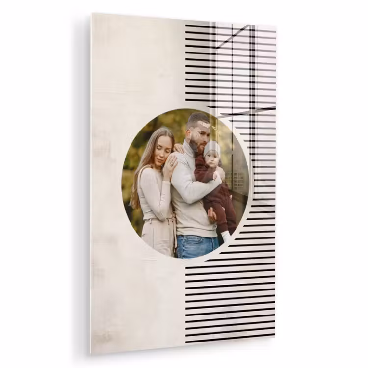 Gepersonaliseerd glas schilderij - Ronde foto met modern lijnpatroon — 1