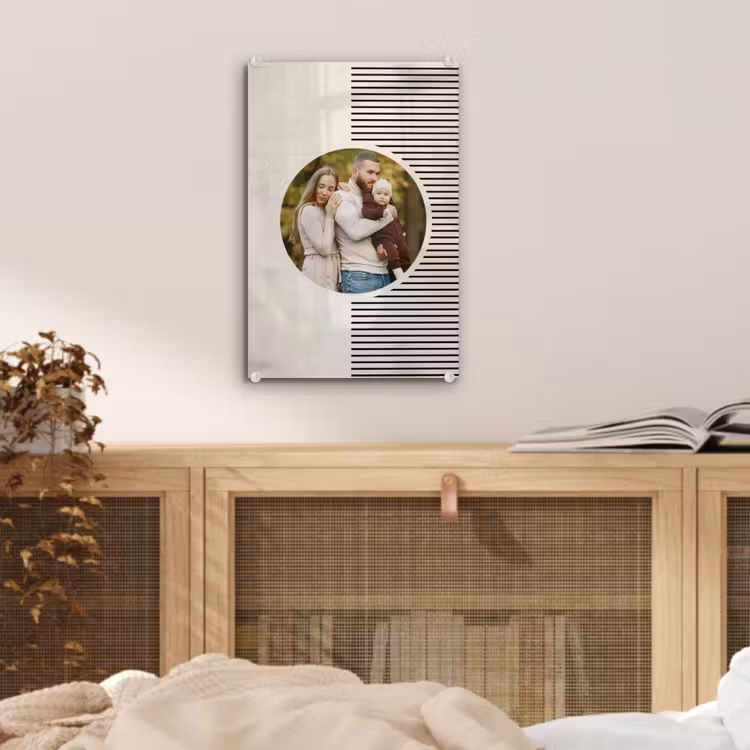 Gepersonaliseerd glas schilderij - Ronde foto met modern lijnpatroon — 5