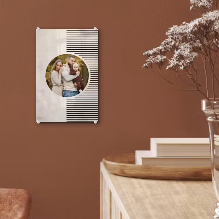Gepersonaliseerd glas schilderij - Ronde foto met modern lijnpatroon — 6