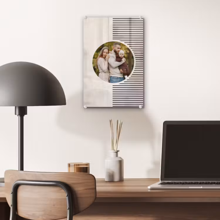 Gepersonaliseerd glas schilderij - Ronde foto met modern lijnpatroon — 7