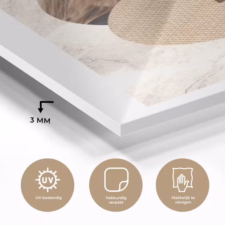 Gepersonaliseerd glas schilderij - Ronde fotocollage met beige textuur en marmeren achtergrond — 3