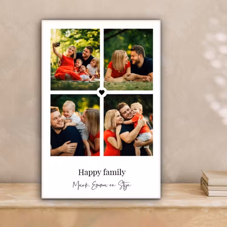 Gepersonaliseerd canvas schilderij - Happy Family - Collage - 4 Foto's — 2