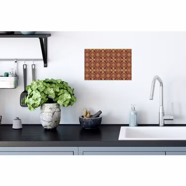 Muursticker - Bloemen Patroon Bruin — 2