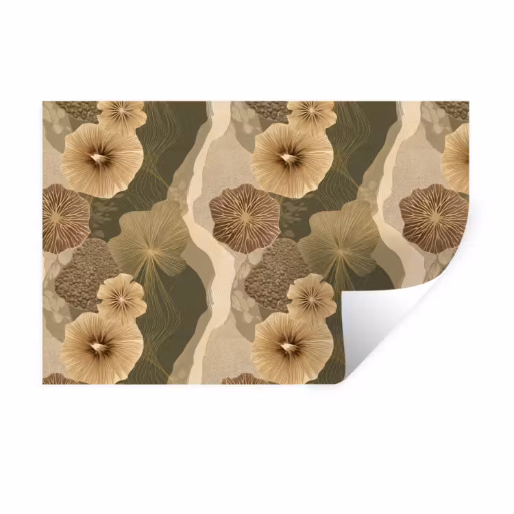 Muursticker - Abstracte Paddenstoelen Lamellen Olijfgroen
