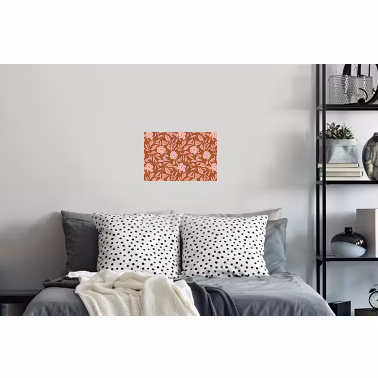 Muursticker - Bloemen Bladeren Patroon Roze Terracotta — 5