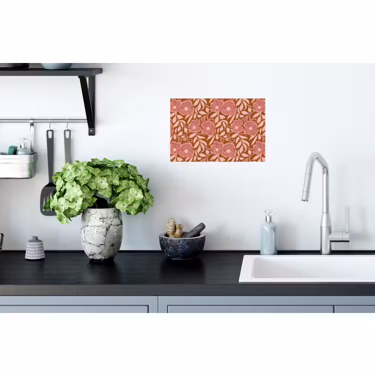 Muursticker - Bloemen Patroon Roze Terracotta — 2