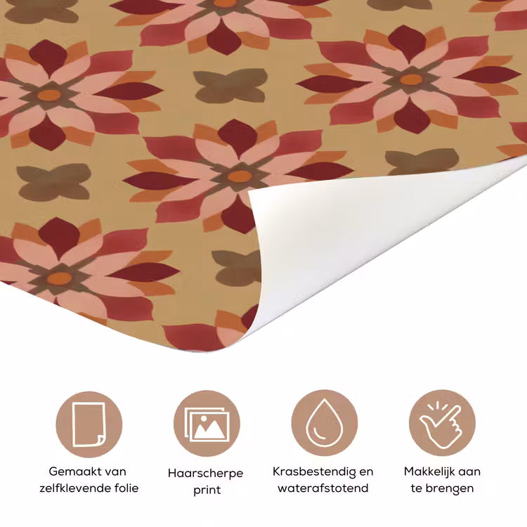 Deursticker - Bloemen Patroon Beige — 3