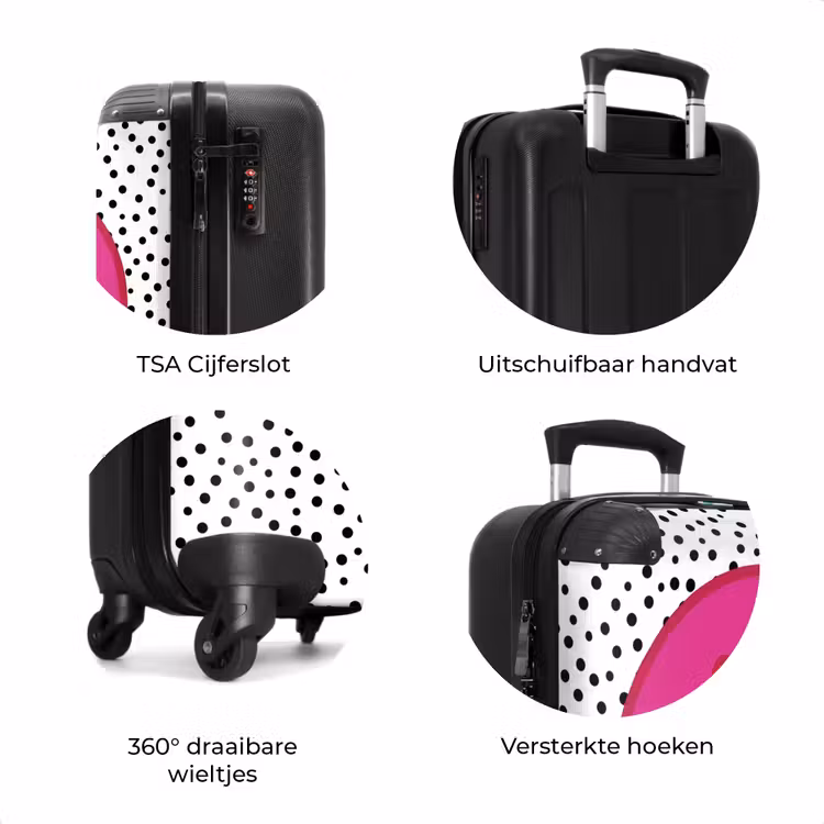 Koffer - Smiley - Roze - Stippen — 7