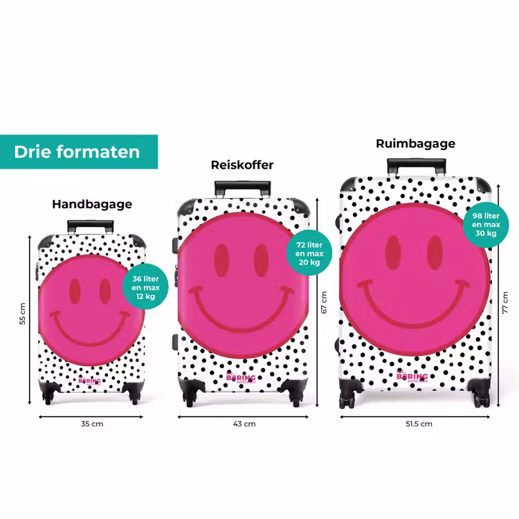 Koffer - Smiley - Roze - Stippen — 8