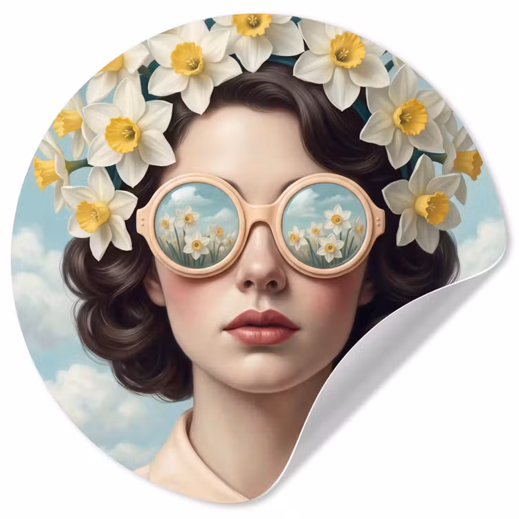 Behangcirkel - Vrouw - Narcissen - Geel — 1