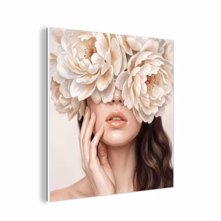 Forex - Gezicht - Pioenrozen - Crème — 1