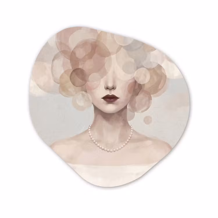 Organisch schilderij - Forex - Vrouw - Cirkels - Beige