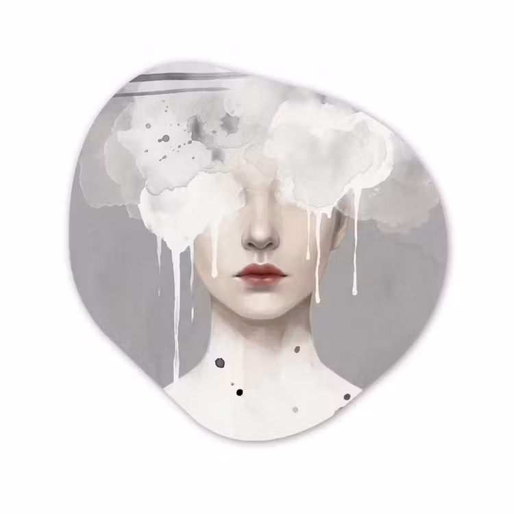Organisch schilderij - Forex - Vrouw - Wolk - Grijs