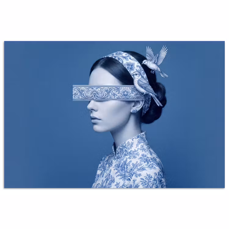 Poster - Portret - Klassiek - Wit - Blauw — 1
