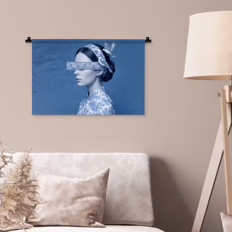 Wandkleed - Portret - Klassiek - Wit - Blauw — 2