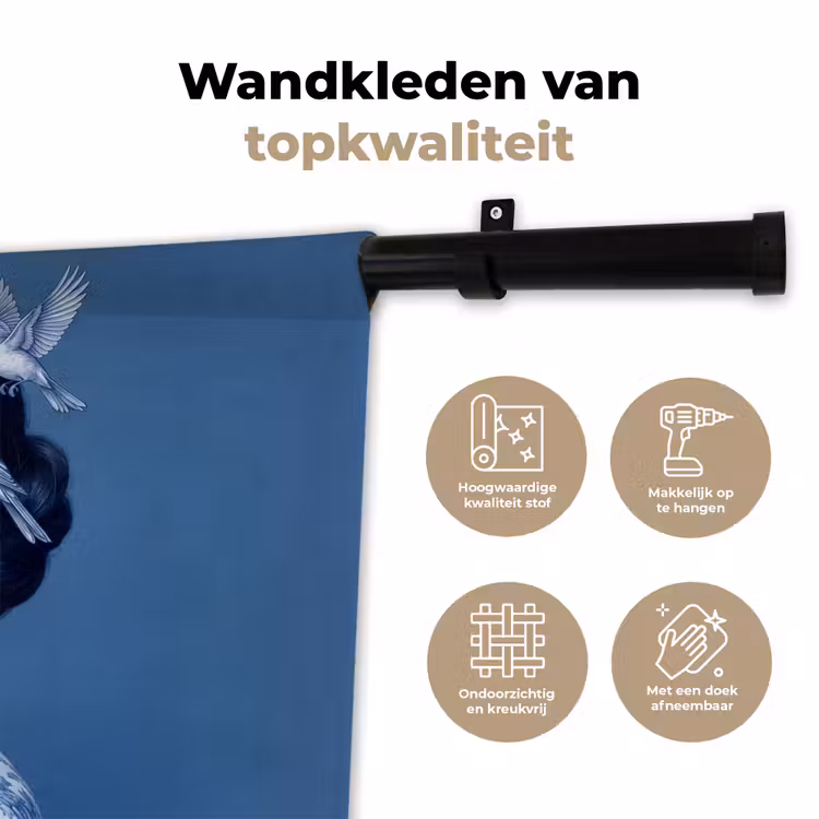 Wandkleed - Portret - Klassiek - Wit - Blauw — 3