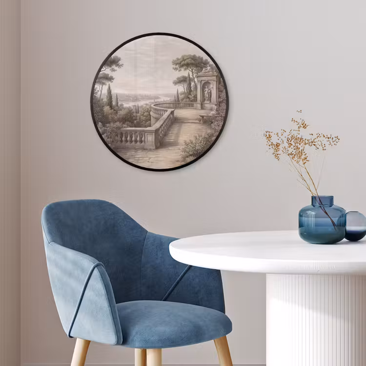 Ronde fotolijst - Klassiek Landschap Balustrade Standbeeld — 4