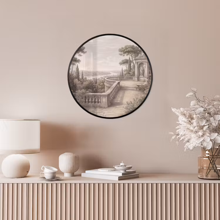 Ronde fotolijst - Klassiek Landschap Balustrade Standbeeld — 5