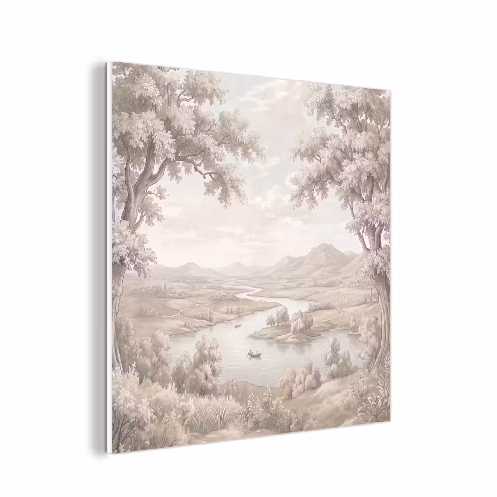 Forex - Rivierlandschap - Bergen - Natuur - Vintage - Beige — 1
