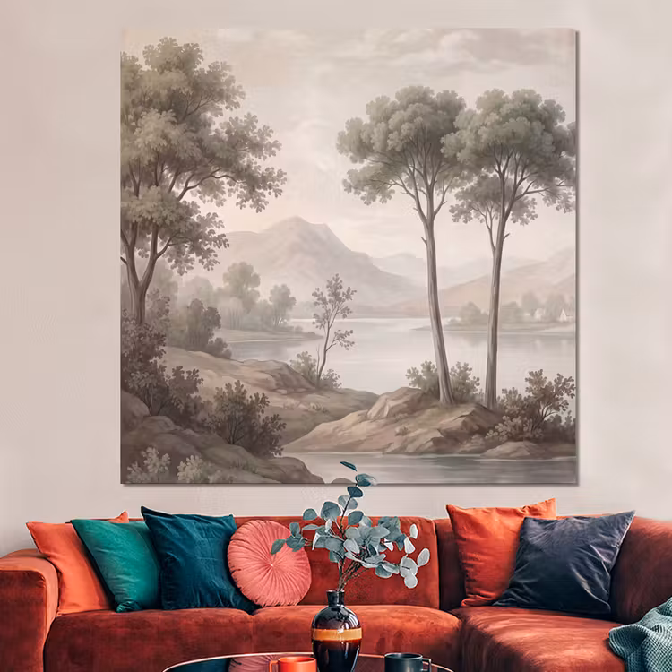 Forex - Bomen - Meer - Bergen - Illustratie — 3