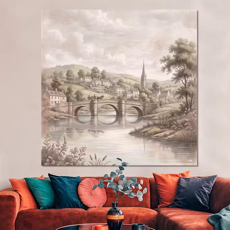 Forex - Dorp - Brug - Uitzicht - Groen — 3